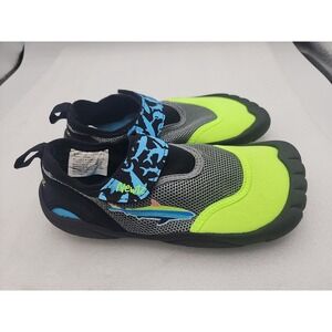 Newtz Water Shoes Kids 12/  Gray Neon Yellow Shark Slip-on